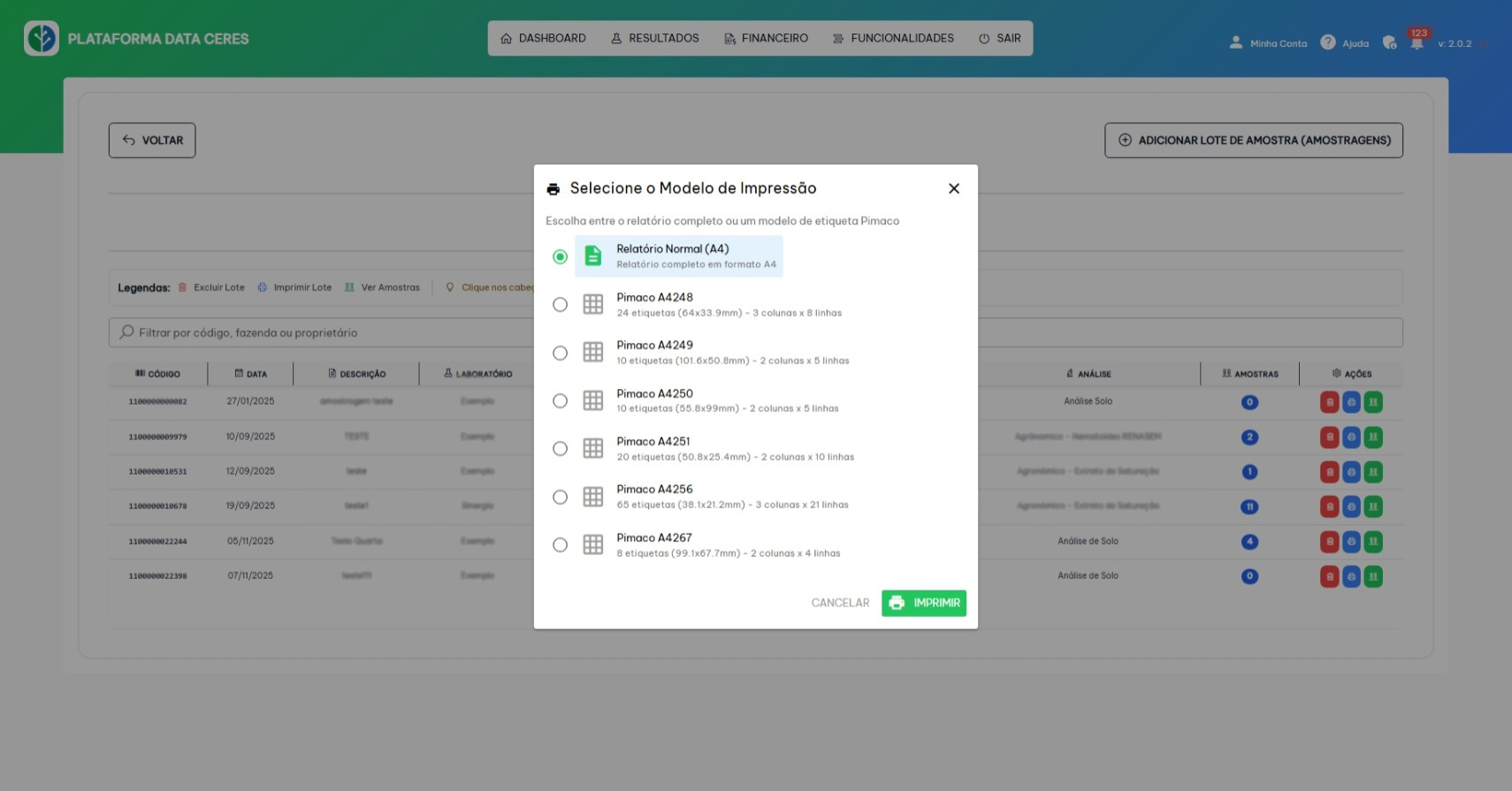 Data Ceres - Relatórios de Etiquetas Personalizados